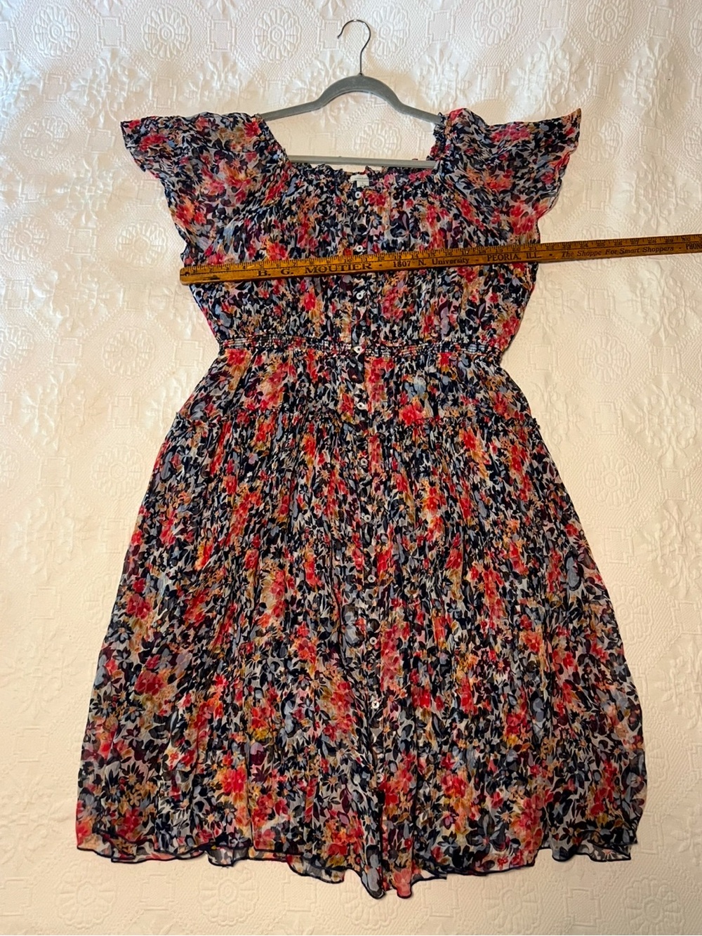 Sundance L Flutter Sleeve Knee Length Button Floral Dress Garden Party Travel - Picture 4 of 12